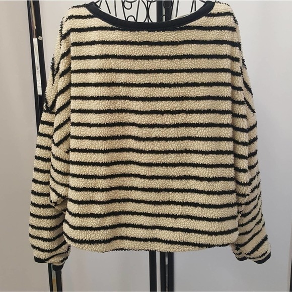 Cozy Free People Breton Striped Sherpa Spring Sweatshirt - Picture 4 of 10